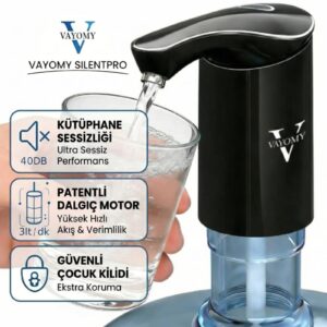 Silentpro Sessiz Şarjlı Otomatik Damacana Su Pompası, Dalgıç Motor, Yüksek Hızlı Dolum, BPA içermeyen, Çocuk Kilidi – MegTR