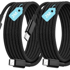 2 Adet x 2Metre Set, Type C-C ÖRGÜLÜ ve GÜÇLENDİRİLMİŞ BOYUN 60Watt Hızlı Şarj Kablosu (2Ad x 2Metre Siyah) – MegTR