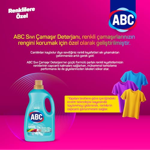 ABC DETERJAN Sıvı Çamaşır Deterjanı Renkliler 3 L – MegTR