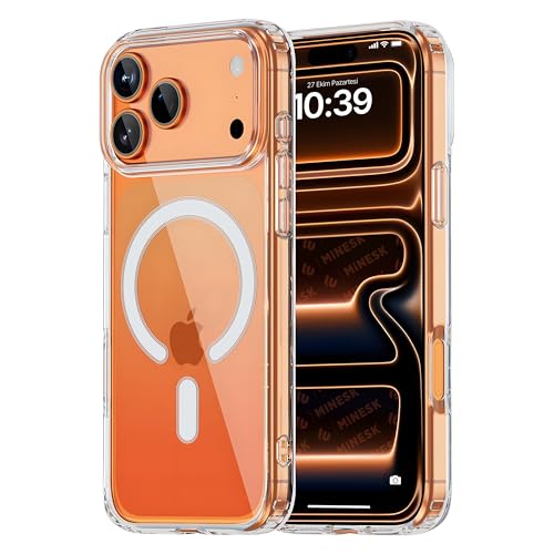 Minesk iPhone 17 Pro/18 Pro için Magsafe ile Uyumlu Şeffaf Kılıf Kristal Berraklığında Materyal Polikarbonat Arka Kısım ve Silikon Kenarlar Wireless Kablosuz Şarj Destekli Kılıf Kapak (17 Pro/18 Pro) – MegTR