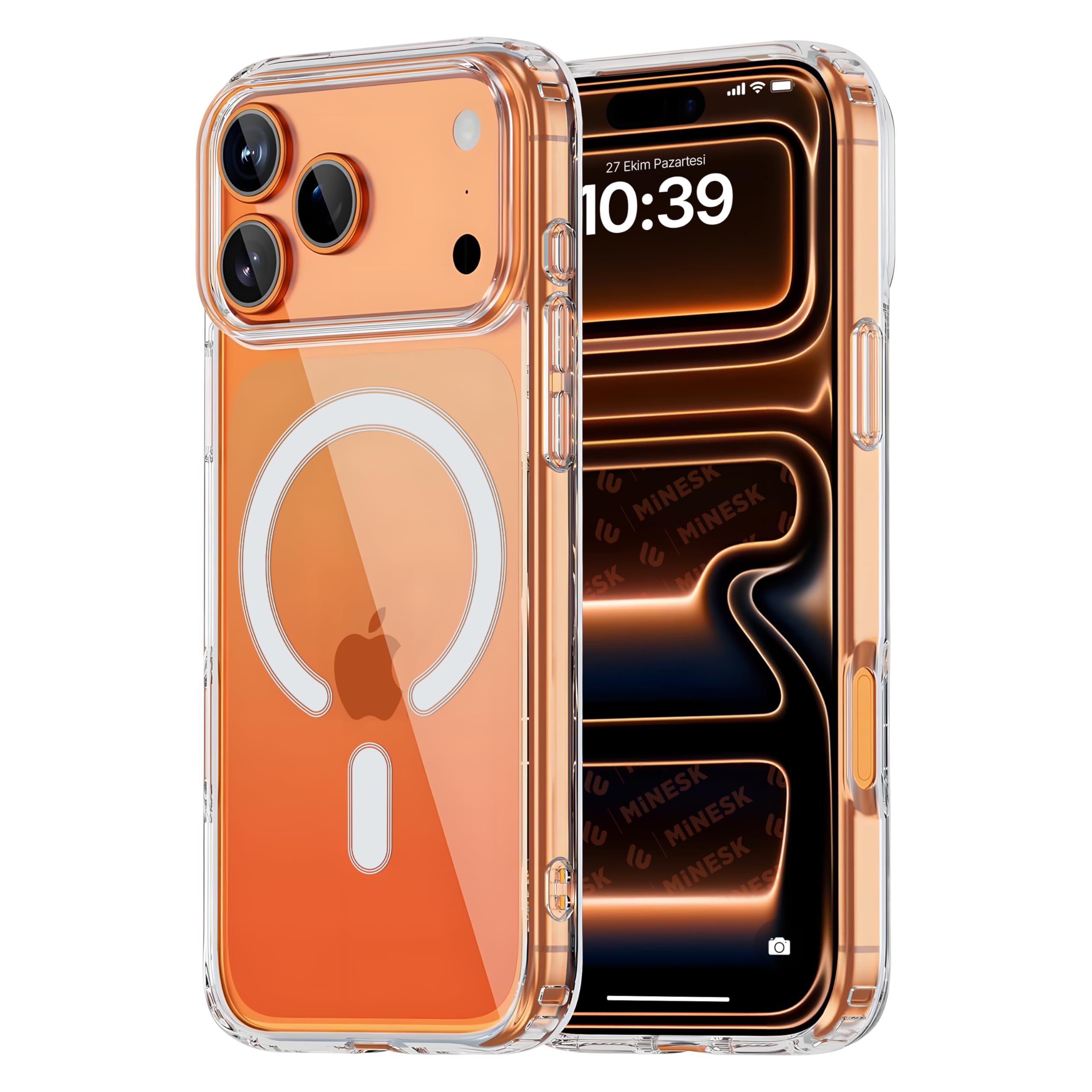 Minesk iPhone 17 Pro/18 Pro için Magsafe ile Uyumlu Şeffaf Kılıf Kristal Berraklığında Materyal Polikarbonat Arka Kısım ve Silikon Kenarlar Wireless Kablosuz Şarj Destekli Kılıf Kapak (17 Pro/18 Pro) – MegTR
