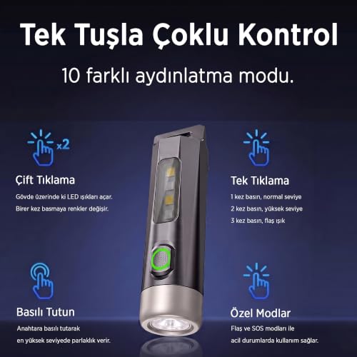 Philips SFL1121/93 100 Lümen 10 Modlu Çok Amaçlı UV Işıklı ve Acil Durum Mini Anahtarlık Kamp El Feneri – MegTR