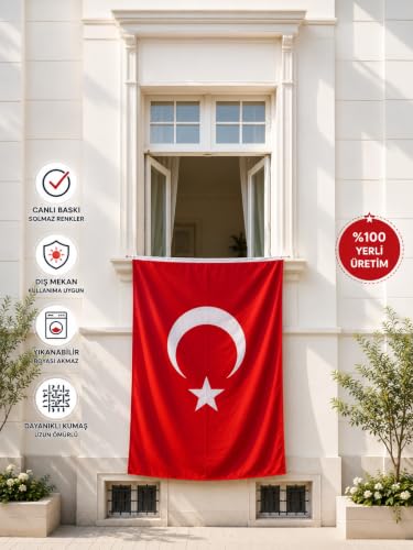 Premium Türk Bayrağı (50x75CM) – Nefes Alabilir 125gr Rashel Kumaş, Çift Dikişli, Sağlam Kulplu, UV ve Solmaya Karşı Dayanıklı, İç/Dış Mekan Kullanımı (50X75CM) – MegTR