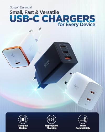 Spigen 30W USB-C Ultra Mini Hızlı Şarj Aleti PPS Super Hızlı Şarj GaN Pro Isı Düşürücü Güç Adaptörü Akım Koruma iPhone & Android & iPad & MacBook Type-C White – ACH08449 – MegTR