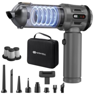 Yeni Güçlendirilmiş Yedek Filtreli Araç Süpürgesi Taşınabilir Çantalı 22000PA, 4'ü1 Arada El Tipi Süpürge&Üfleyici LcD Ekran, Çoklu Başlıklar, Ev, Araba, Evcil Hayvan Tüyleri için Mini Şarjlı Süpürge – MegTR